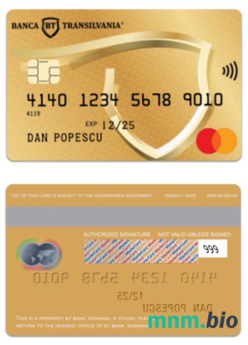 Romania BT Bank złoto debet mastercard